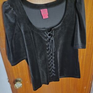 Torrid Black Lace-Up Velvet Top
